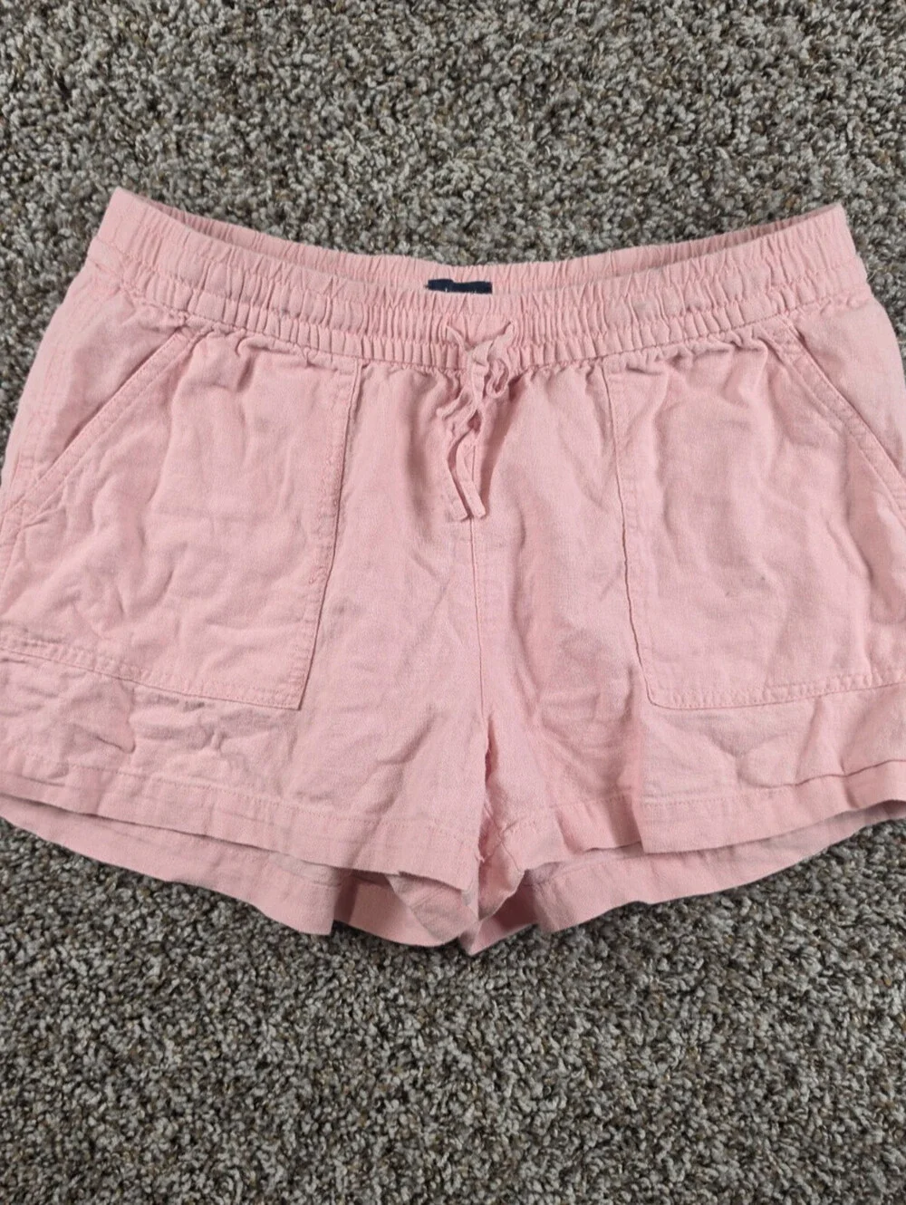 J Crew Womens Sz S Linen Blend Pull On Lounge Shorts Elastic Waist Light Pink
